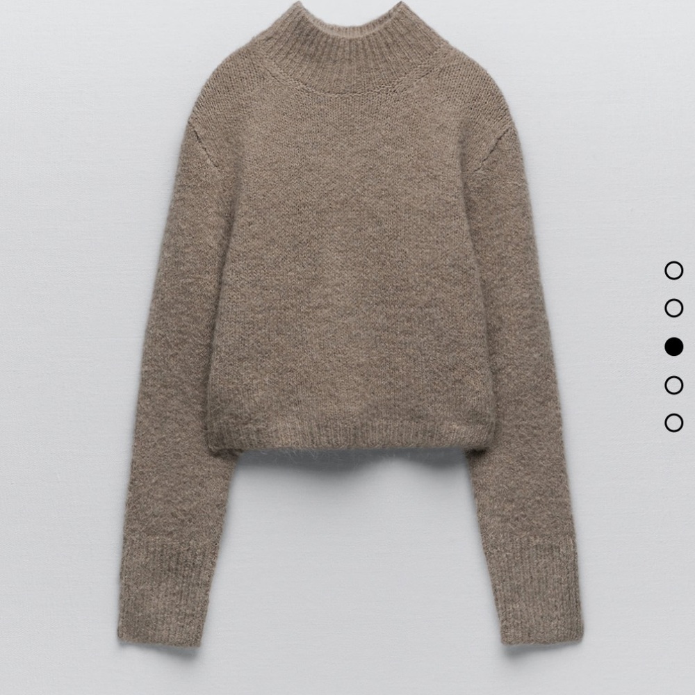Zara soft mock knit sweater in beige size small